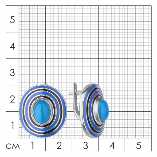 Серьги из серебра с бирюзой и эмалью