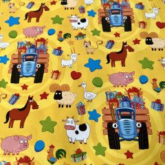 Бумага упаковочная «Синий трактор», желтый - Фото 1