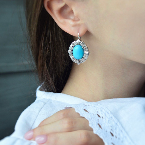 Серьги из серебра с бирюзой