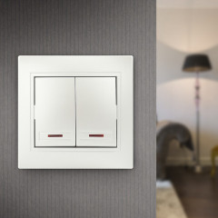 Выключатель двухклавишный с подсветкой - Фото 2