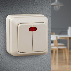 Выключатель двухклавишный с подсветкой - Фото 1