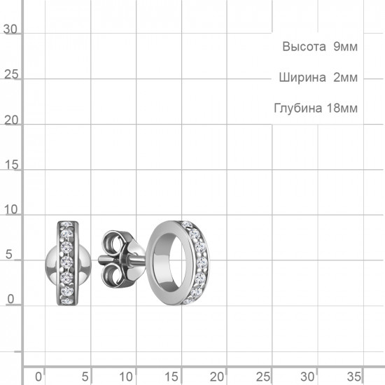 Серьги из серебра с фианитами
