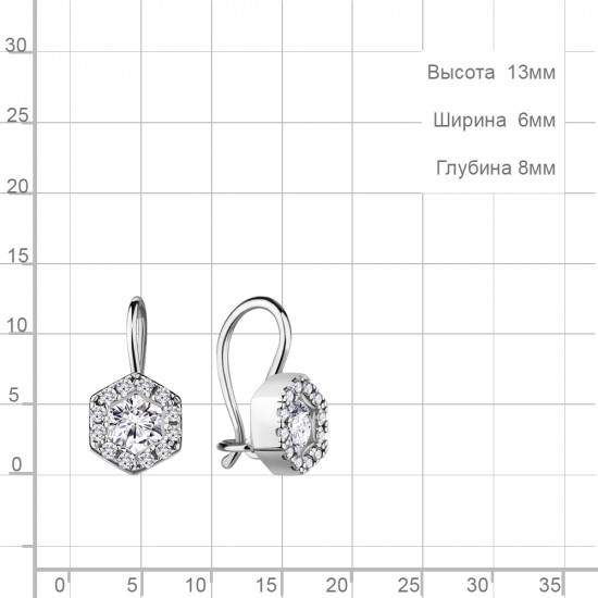 Серьги из серебра с фианитами