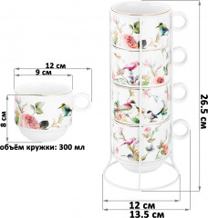 Набор кружек на металлической подставке «Певчие птички» - Фото 1