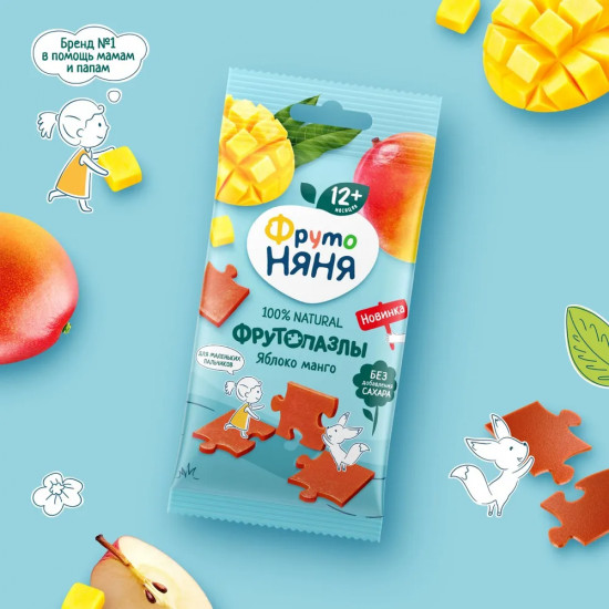 Фруктовые кусочки из яблок и манго