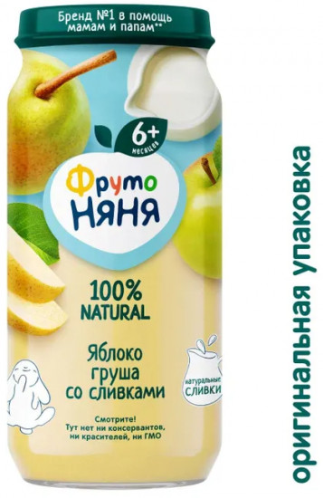 Пюре детское «Яблоко-груша со сливками»