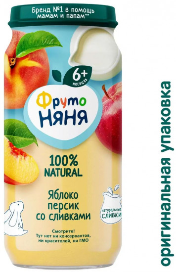 Пюре детское «Яблоко-персик со сливками»