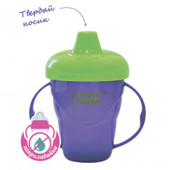 Поильник-непроливайка с ручками и с ручками и твердым носиком (175 мл), в ассортименте - Фото 1