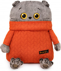 Игрушка мягкая-подушка «Кот Басик в свитере с косами» - Фото 1