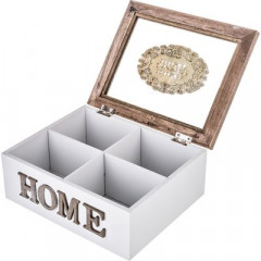 Шкатулка для чая «Home» (4 секции, 20×17×8 см) - Фото 1