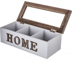 Шкатулка для чая «Home» (3 секции, 23×10,5×8 см) - Фото 1