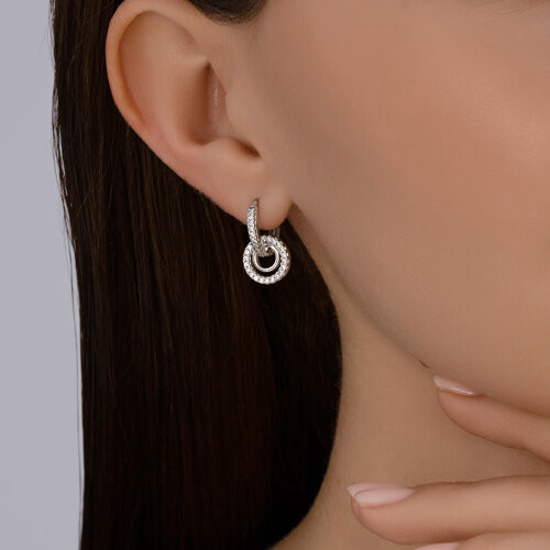 Серьги из серебра с фианитами