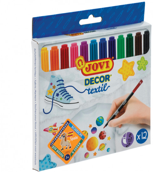 Набор фломастеров для ткани Decor textil (12 цветов)