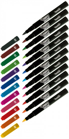 Набор фломастеров для ткани Decor textil (12 цветов)