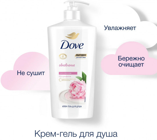 Крем-гель для душа бессульфатный «Сливочная ваниль и пион»