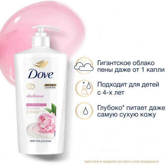 Крем-гель для душа бессульфатный «Сливочная ваниль и пион»