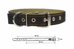 Ошейник для собак (брезентовый на коже, 53-65×3 см) - Фото 1