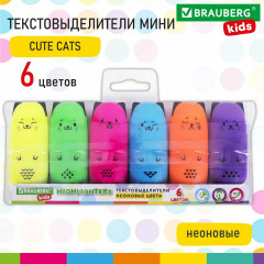 Набор текстовыделителей «Cute cats neon» - Фото 1