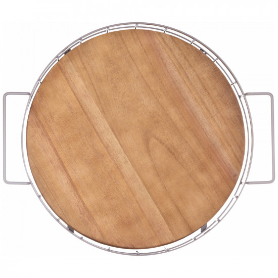 Поднос из дерева с металлическими ручками