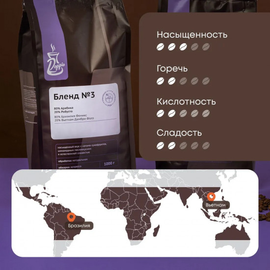 Кофе в зернах «Бленд №3» с азотом для эспрессо