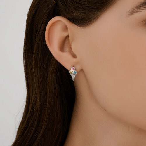 Серьги из серебра с фианитами