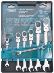 Набор ключей комбинированных с трещоткой (8-19 мм, 7 шт.) - Фото 1