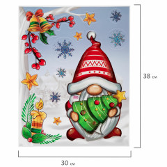 Наклейки для окон многоразовые двусторонние «Рождественский гном» - Фото 3