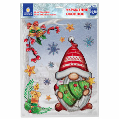 Наклейки для окон многоразовые двусторонние «Рождественский гном» - Фото 4