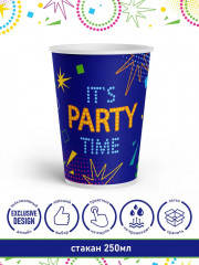 Набор стаканов одноразовых «It`s party time/Время вечеринки» - Фото 1