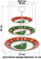 Блюдо-этажерка трехъярусная «Новогодняя елка» - Фото 1