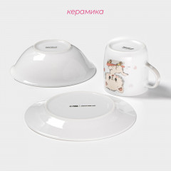 Набор детской посуды «Котёнок на скейте» - Фото 2