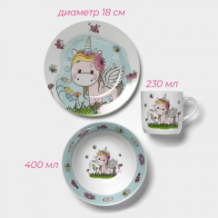 Набор детской посуды «Единорожка» - Фото 1