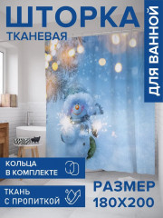 Штора для ванной «Снеговик под елочкой» - Фото 1