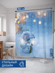 Штора для ванной «Снеговик под елочкой» - Фото 2