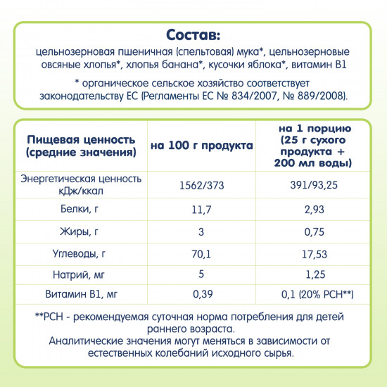 Каша пшенично-овсяная с кусочками банана и яблока