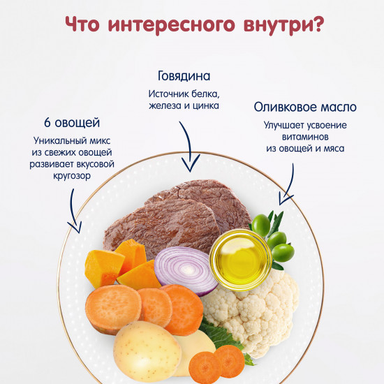 Пюре «Овощи с говядиной и цельными злаками»