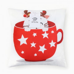 Чехол на подушку «Новогодняя чашка» - Фото 4