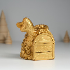 Копилка полистоун Змея удачи с сундуком - Фото 2