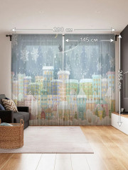 Комплект тюля с фотопринтом «Канун Нового Года» - Фото 1