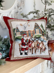 Наволочка декоративная «Дед Мороз с оленями» - Фото 1