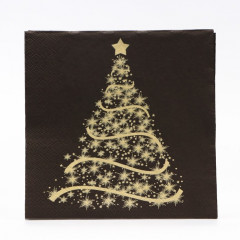 Набор салфеток бумажных «Волшебная ель на черном» - Фото 1