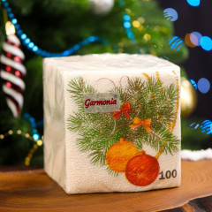 Набор салфеток бумажных «Новогодний кант» - Фото 3