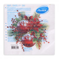 Набор салфеток бумажных «Новогодняя композиция» - Фото 2