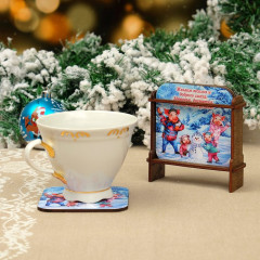 Набор подставок под горячее «Хрюши играют в снежки» (4 шт.) - Фото 1