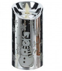 Свеча декоративная с подсветкой «Серебряный снеговик» - Фото 1