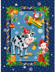 Набор вафельных полотенец «Новогодний бычок» - Фото 1