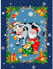 Набор вафельных полотенец «Новогодний бычок» - Фото 2