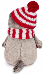 Мягкая игрушка «Басик в полосатой шапке с шарфом» - Фото 1