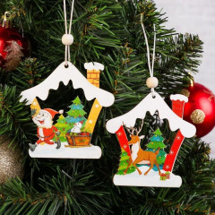 Подвеска новогодняя «Домик с Сантой и санями» - Фото 1