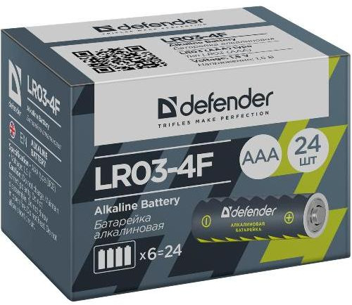 Набор батареек LR03 AAA «Defender» Alkaline LR03-4F